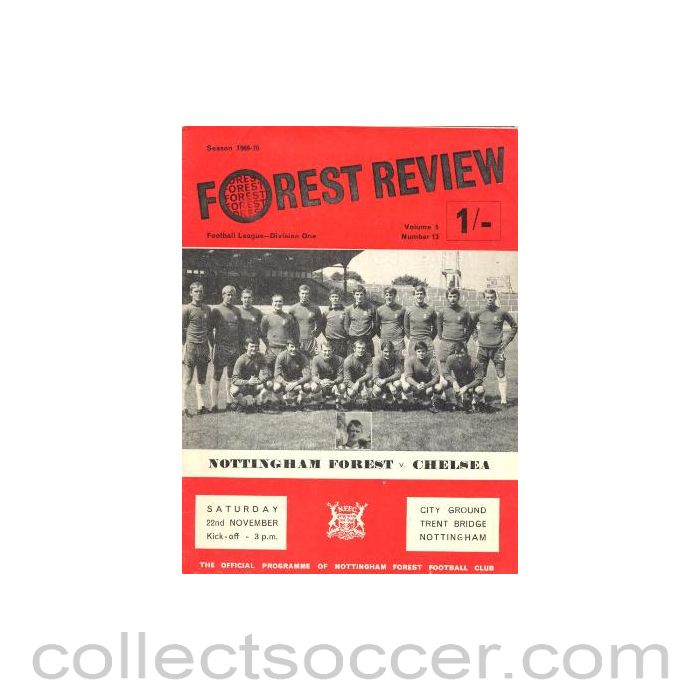 1969 - Nottingham Forest vChelsea official programme 22/11/1969