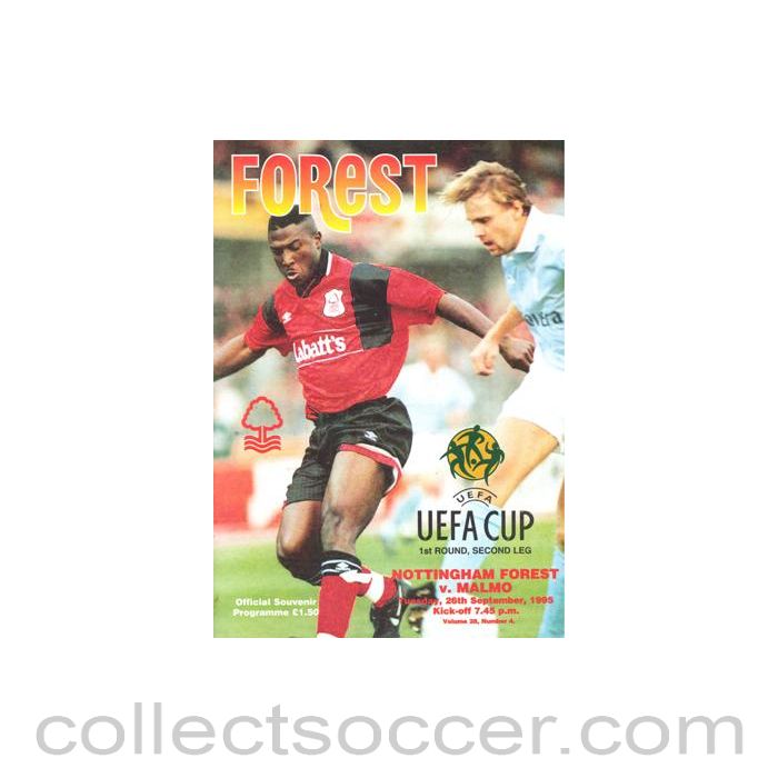 1995 - Nottingham Forest v Malmo official programme 26/09/1995 UEFA Cup