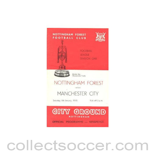 1968 - Nottingham Forest v Manchester City official programme 06/01/1968