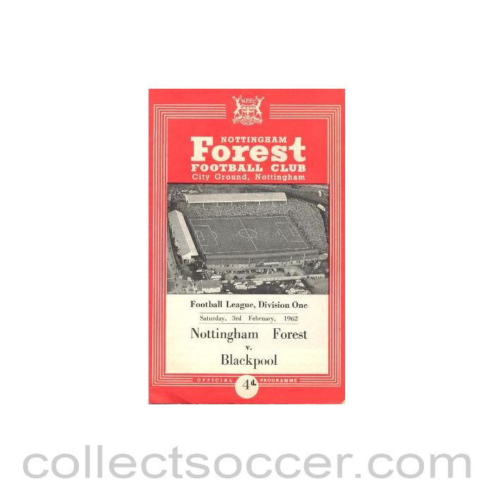 1962 - Nottingham Forest v Blackpool official programme 03/02/1962
