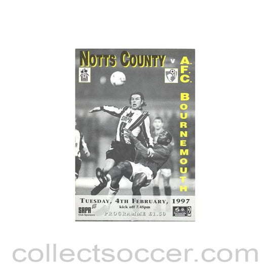 1997 - Notts County v Bournemouth official programme 04/02/1997 Football League