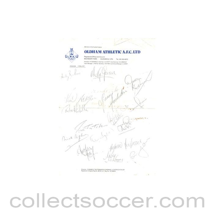 1986 - Oldham Athletic signatures of season 1986-1987