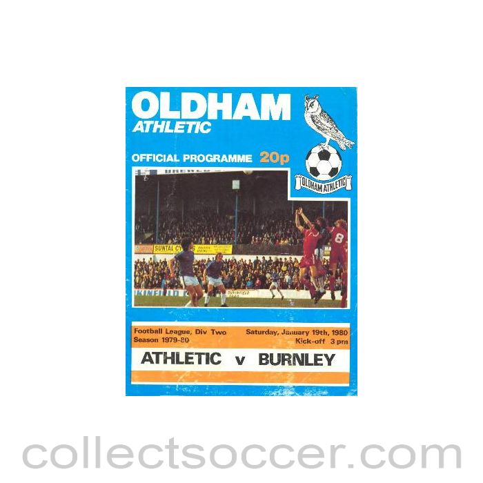 1980 - Oldham Athletic v Burnley official programme 19/01/1980