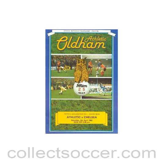 1983 - Oldham Athletic vChelsea official programme 09/04/1983