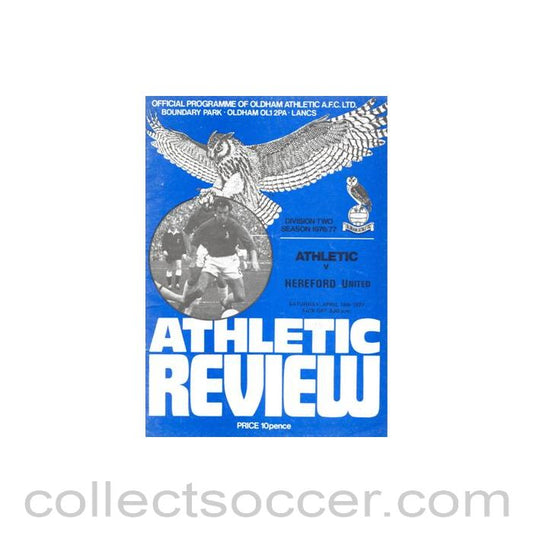 1977 - Oldham Athletic v Hereford United official programme 16/04/1977 Football League