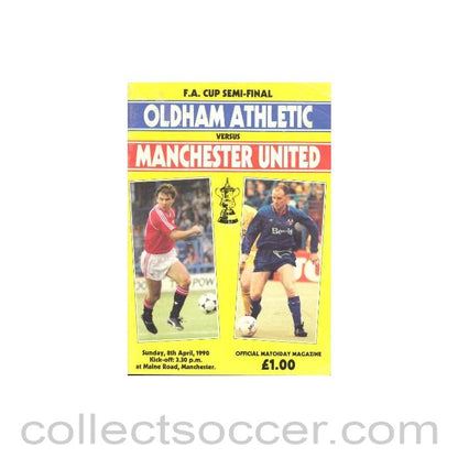1990 - Oldham Athletic v Manchester United official programme 08/04/1990
