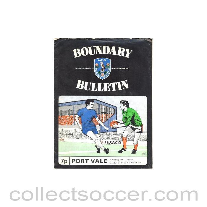 1973 - Oldham Athletic v Port Vale official programme 03/03/1973 League