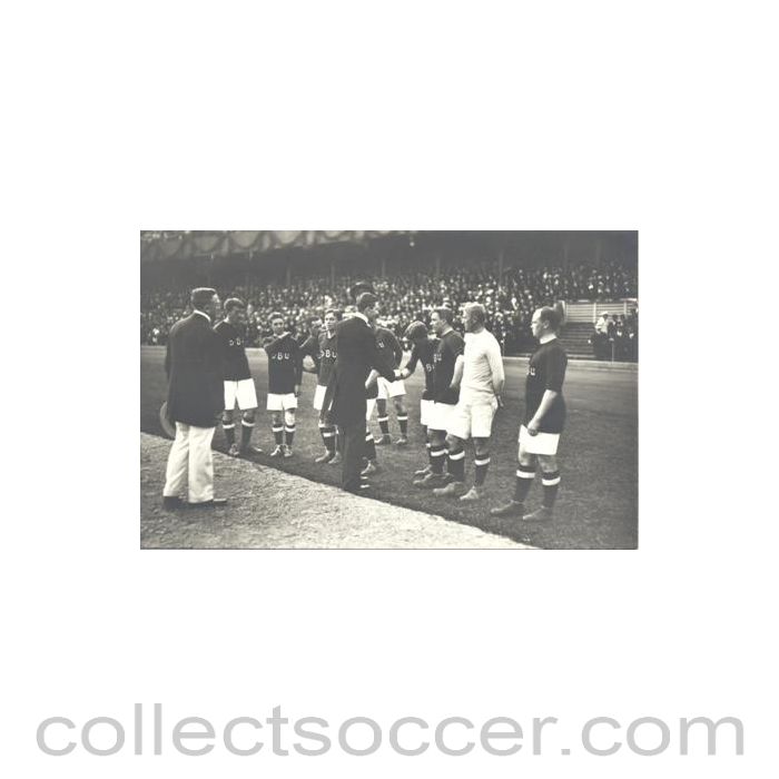 1912 Olympic Games in Stokholm postcard, featuring the Crown Prince addressing the Danish Team