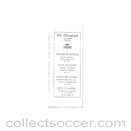 1932 Xth Olympiad in Los Angeles Parade of Nations Opening Ceremony General Regulations, copy