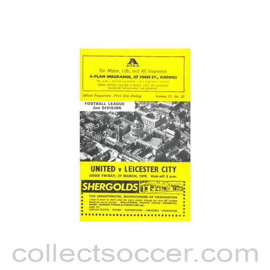 1970 - Oxford United v Leicester City official programme 27/03/1970 Football League