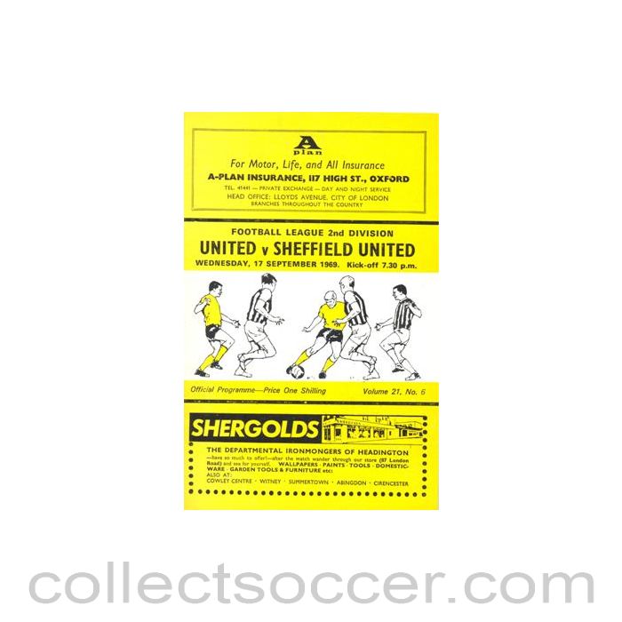 1969 - Oxford United v Sheffield United official programme 17/09/1969 Football League