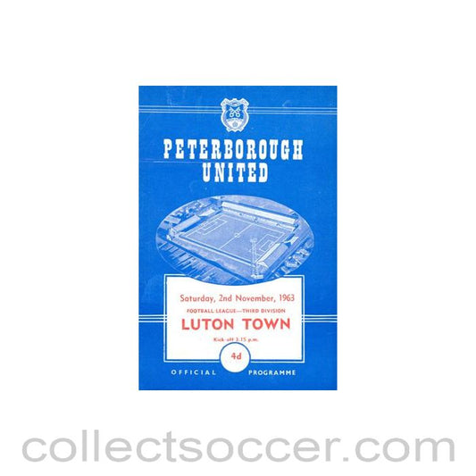 1963 - Peterborough United v Luton Town official programme 02/11/1963 Football League