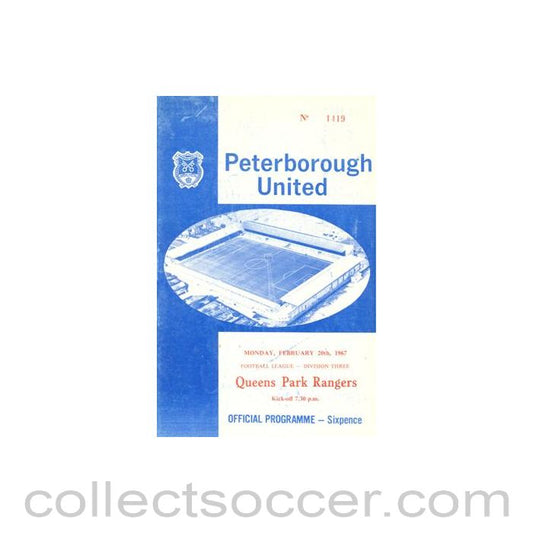 1967 - Peterborough United v Queen's Park Rangers official programme 20/02/1967 Football League