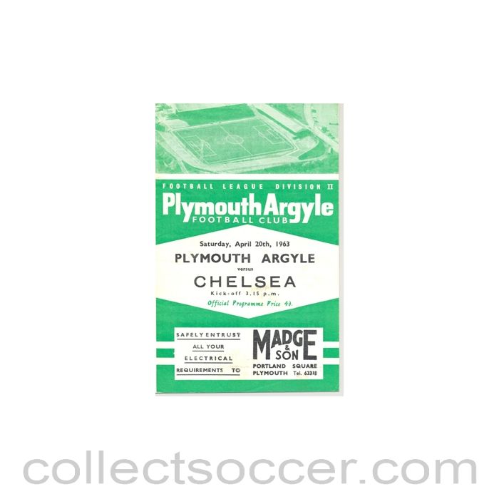 1963 - Plymouth Argyle v Chelsea official programme 20/04/1963