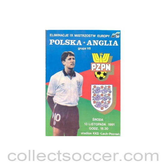 1991 Poland v England official programme 13/11/1991