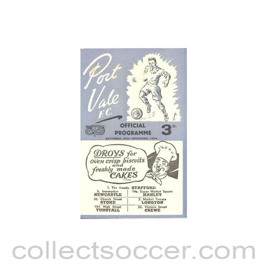 1952 - Port Vale v Bradford official programme 20/12/1952 Football League