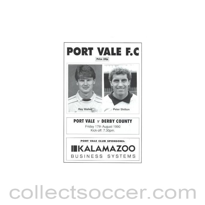 1990 - Port Vale v Derby County official programme 17/08/1990