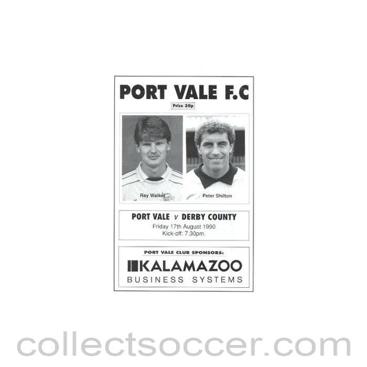 1990 - Port Vale v Derby County official programme 17/08/1990