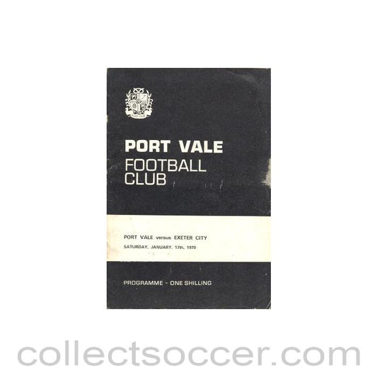 1970 - Port Vale v Exeter City official programme 17/01/1970 League