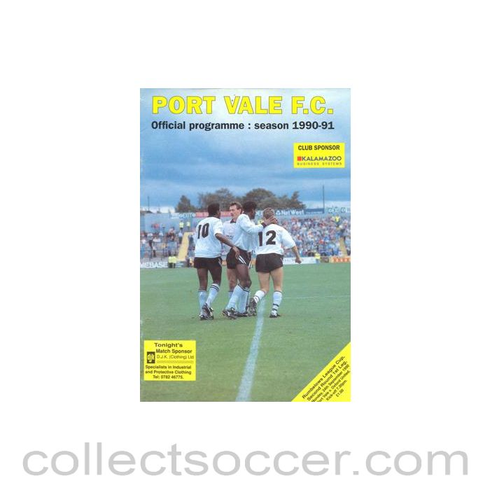 1990 - Port Vale v Oxford United official programme 24/09/1990 Rumbelows League Cup