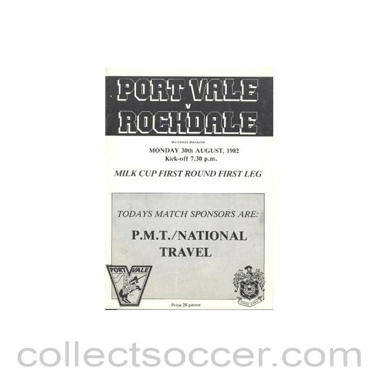 1982 - Port Vale v Rochdale official programme 30/08/1982