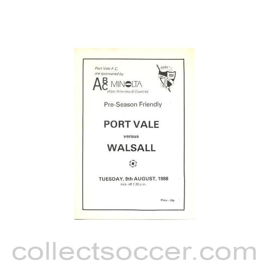 1988 - Port Vale v Walsall official programme 09/08/1988