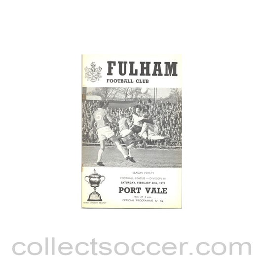 1971 - Fulham v Port Vale official programme 20/02/1971