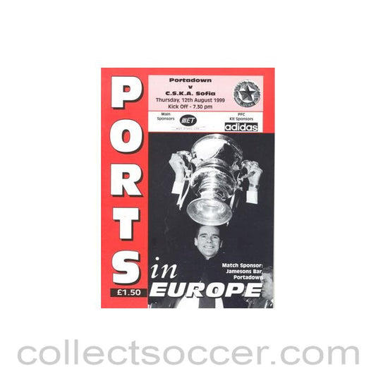 1999 - Portadown v CSKA Sofia official programme 12/08/1999 UEFA Cup