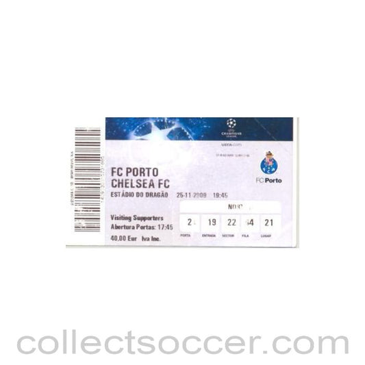 2009 - Porto v Chelsea 25/11/2009 ticket