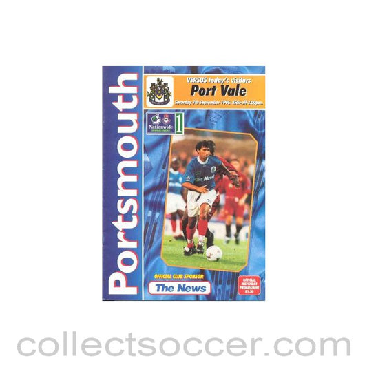 1996 - Portsmouth v Port Vale official programme 07/09/1996 League