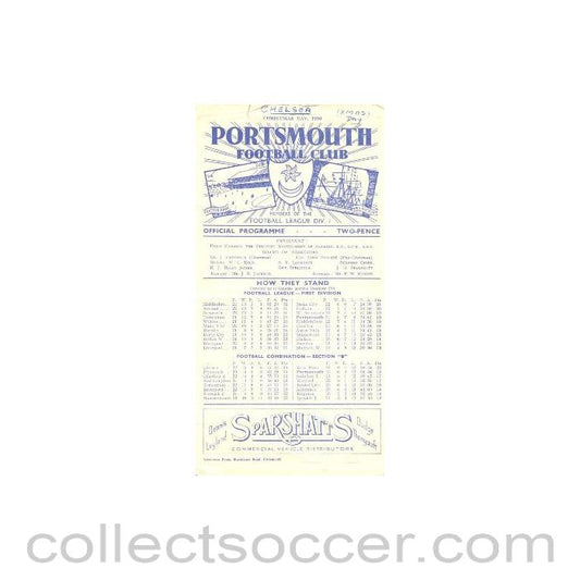 1950 - Portsmouth vChelsea official programme 25/12/1950