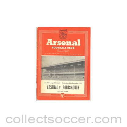 1952 - Arsenal v Portsmouth official programme 10/09/1952