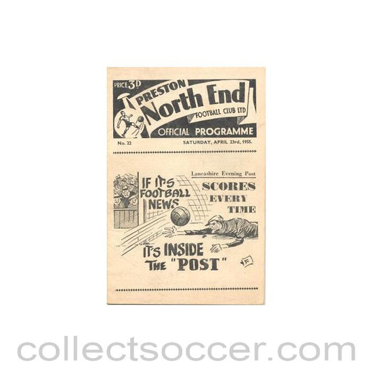 1955 - Preston North End v Aston Villa official programme 23/04/1955