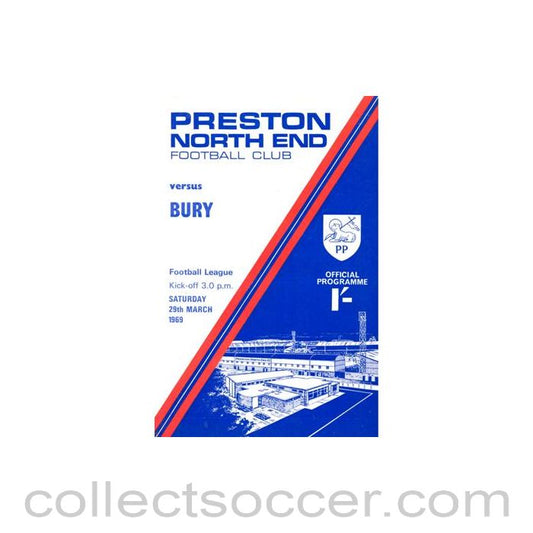 1969 - Preston North End v Bury official programme 29/03/1969 Football League