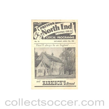 1954 - Preston North End vChelsea official programme 17/04/1954