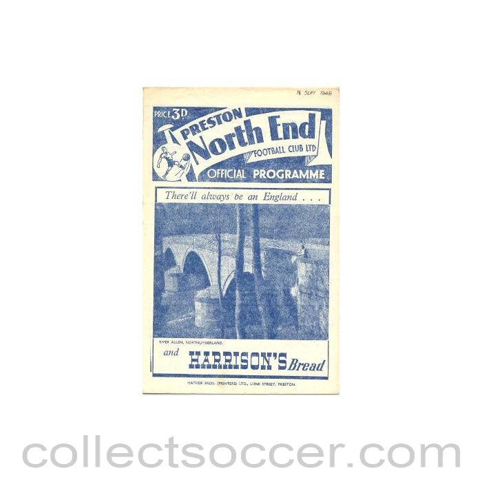 1948 - Preston North End vChelsea official programme 18/09/1948