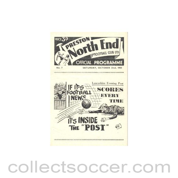 1955 - Preston North End vChelsea official programme 22/10/1955