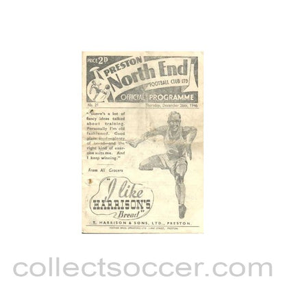 1946 - Preston North End vChelsea official programme 26/12/1946