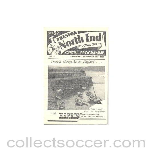 1953 - Preston North End v Chelsea official football programme 28/02/1953 front cover corner missing