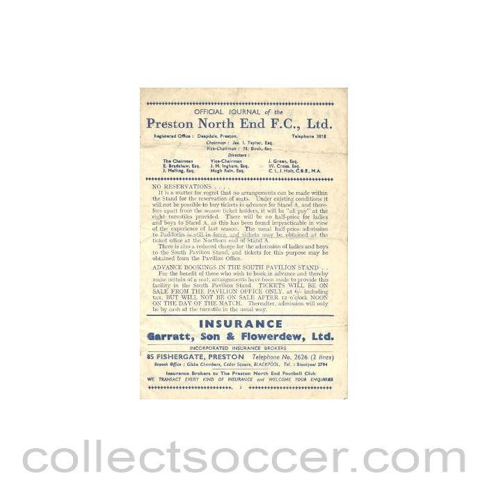 1947 - Preston North End v Middlesbrough official programme 30/08/1947