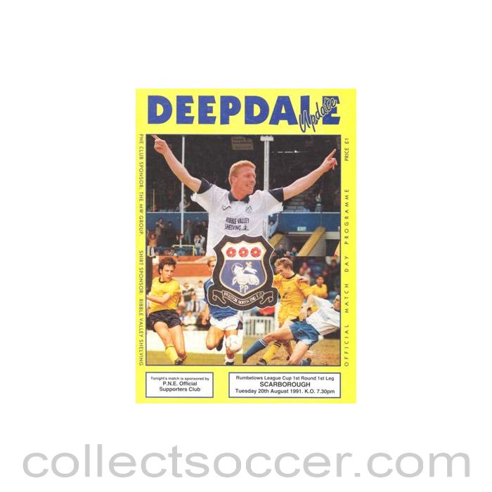 1991 - Preston North End v Scarborough official programme 20/08/1991 Rumbelows League