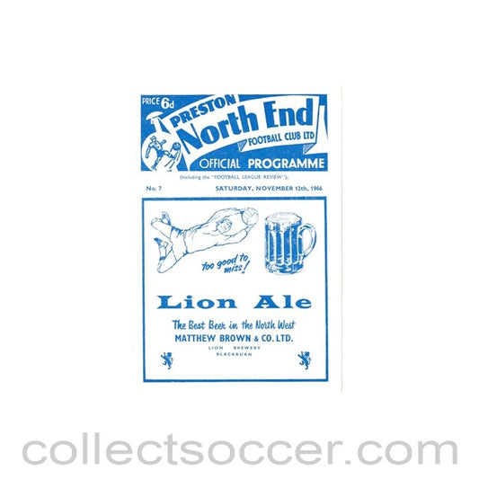 1966 - Preston North End v Cardiff City official programme 12/11/1966