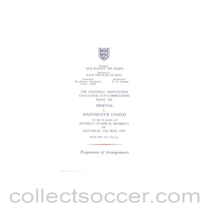 1979 FA Cup Final programme of arrangements Royal Box