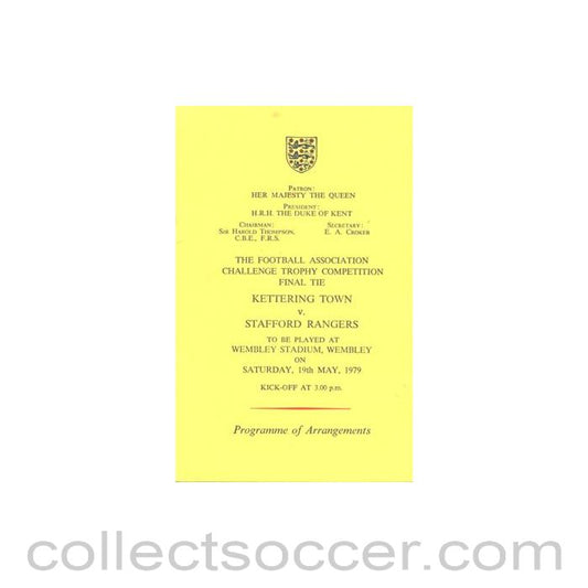 1979 Kettering Town v Stafford Rangers programme of arrangements Royal Box