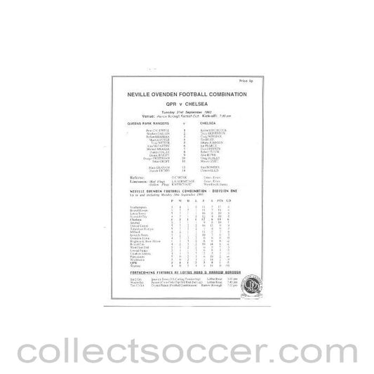 1993 - Queen's Park Rangers vChelsea official programme 21/09/1993