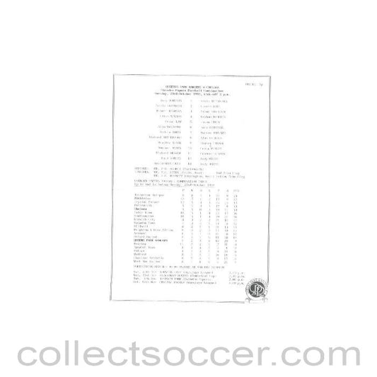 1990 - Queen's Park Rangers v Chelsea official teamsheet 23/10/1990