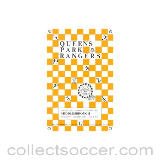 1969 - Queen's Park Rangers v Middlesbrough official programme 04/10/1969 Football League