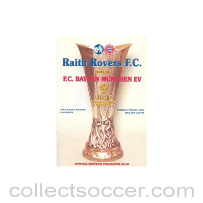 1995 - Raith Rovers v Bayern Munich official programme 17/10/1995 UEFA Cup