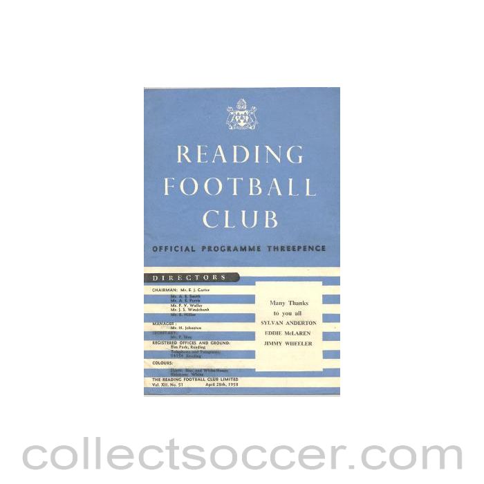 1958 - Reading vChelsea official programme 28/04/1958