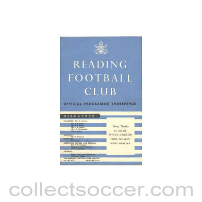 1958 - Reading vChelsea official programme 28/04/1958